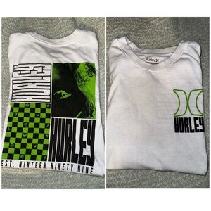 Hurley Kids Tee - White and Green Graphic